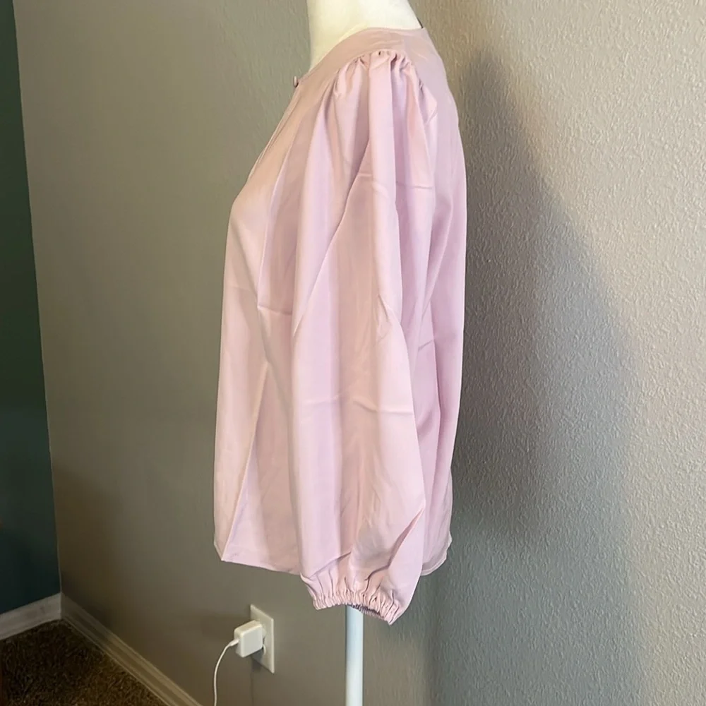 JCrew Puff Sleeve Satin Back Crepe Blouse Pink Size Small Petite